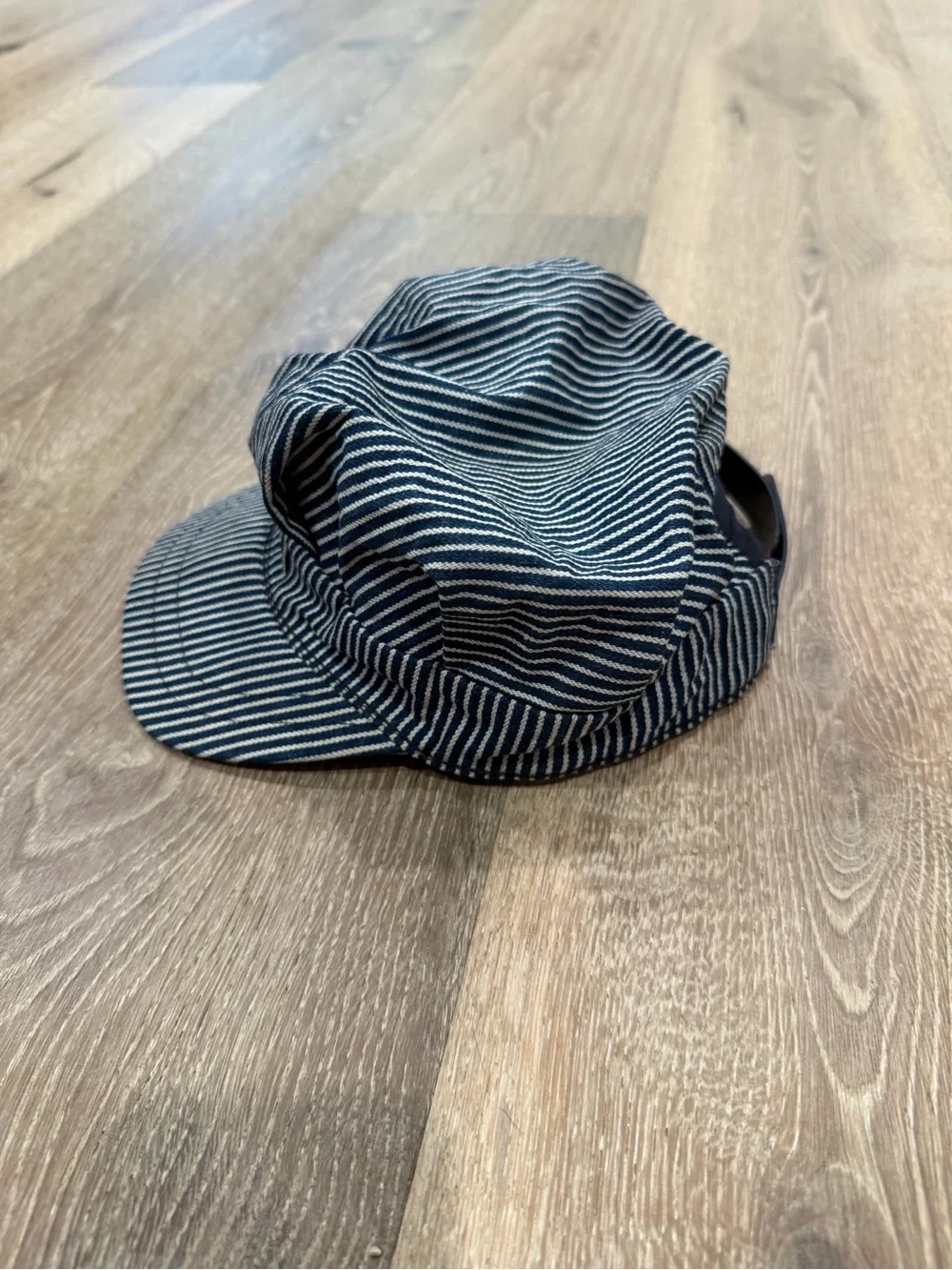 Striped Navy & White Cotton Cadet Cap